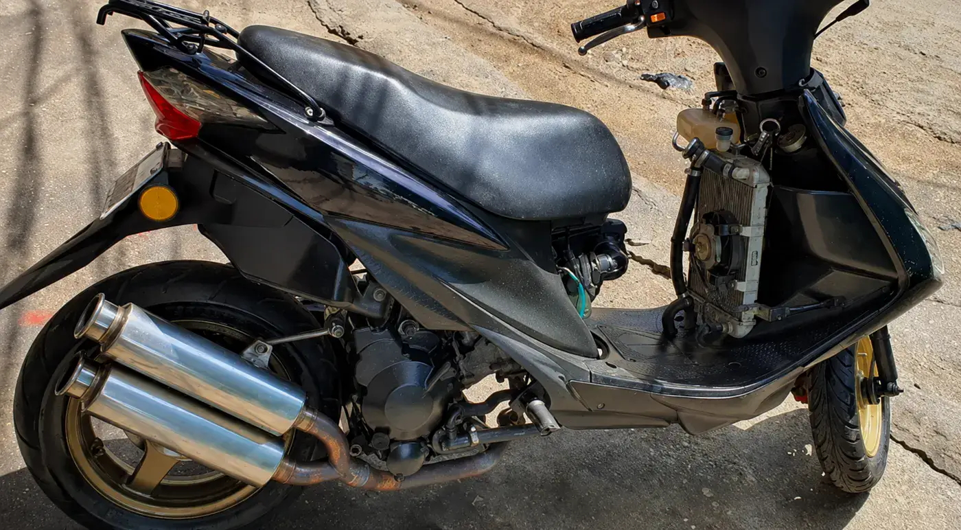 Motorcycle repair in progress